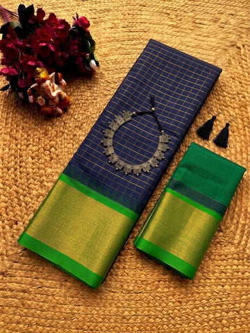 Korvai Checked Sarees (Silk Cotton)