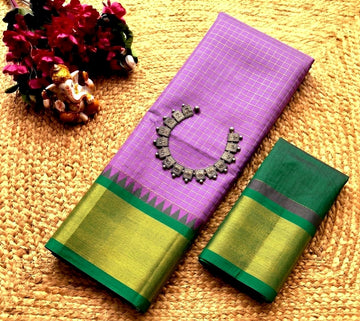 Korvai Checked Sarees (Silk Cotton)