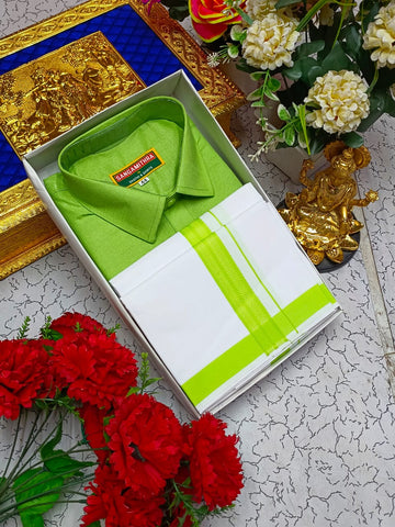 Cotton Dhoti Set (Parrot Green)