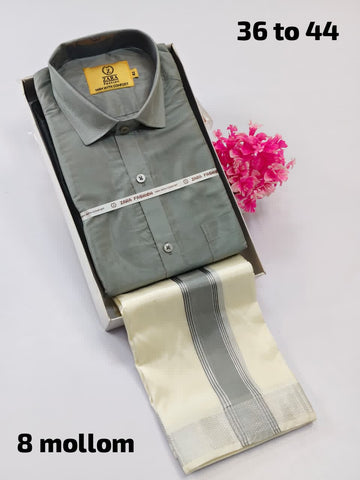 Men's Pattu Dhoti Set (3.6m) (Grey)