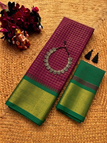 Korvai Checked Sarees (Silk Cotton)