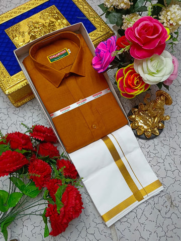 Cotton Dhoti Set (Warm Mustard Yellow)