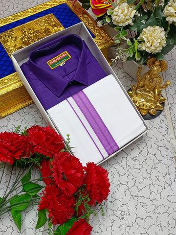 Cotton Dhoti Set (Violet)