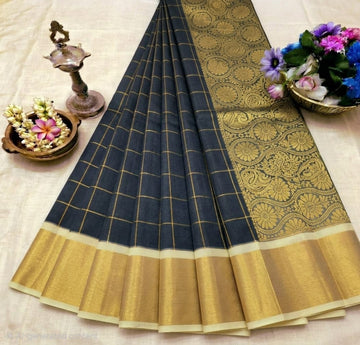 Korvai Checked Sarees (Silk Cotton)