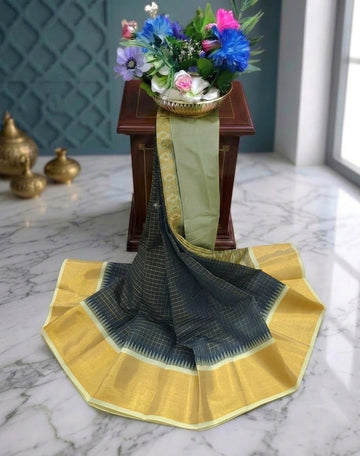 Korvai Checked Sarees (Silk Cotton)