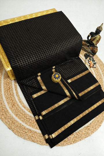 Arani Checked Cotton Premium (Gold Jari)