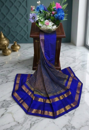 Korvai Checked Sarees (Silk Cotton)