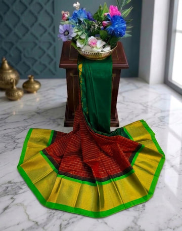 Korvai Checked Sarees (Silk Cotton)