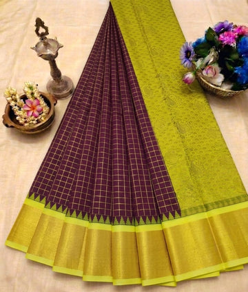 Korvai Checked Sarees (Silk Cotton)