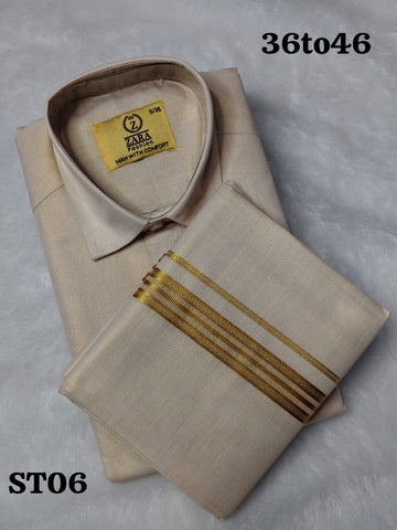 Men's Dhoti Set (Light Beige)