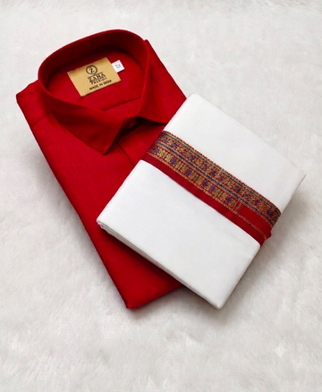 Cotton Dhoti Set (Red)