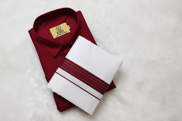 Cotton Dhoti Set (Maroon)