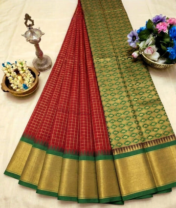 Korvai Checked Sarees (Silk Cotton)