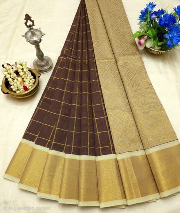 Korvai Checked Sarees (Silk Cotton)