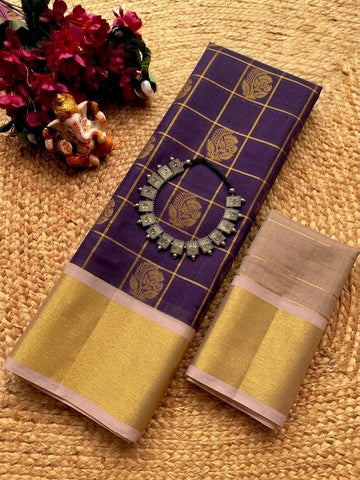 Korvai Checked Sarees (Silk Cotton)