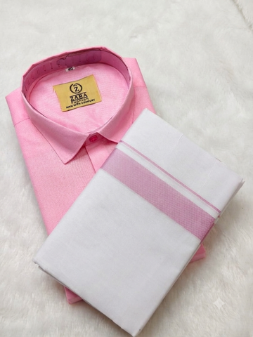 Cotton Dhoti Set (Soft Pink)