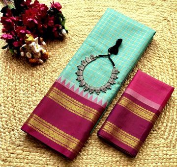 Korvai Checked Sarees (Silk Cotton)