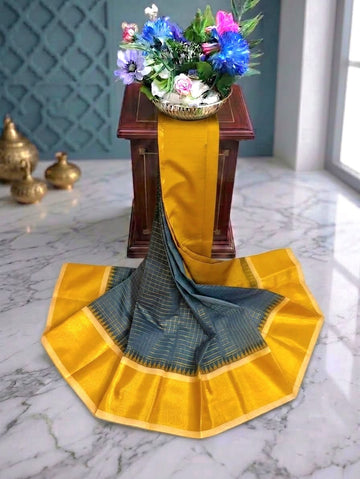 Korvai Checked Sarees (Silk Cotton)