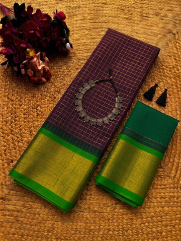 Korvai Checked Sarees (Silk Cotton)