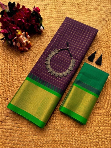 Korvai Checked Sarees (Silk Cotton)