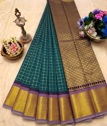 Korvai Checked Sarees (Silk Cotton)