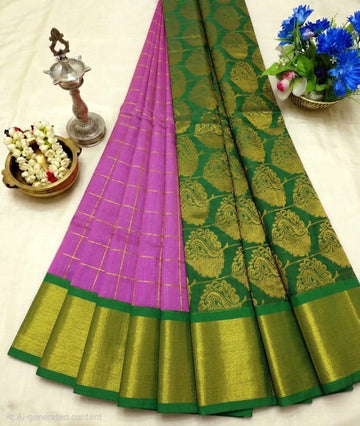 Korvai Checked Sarees (Silk Cotton)