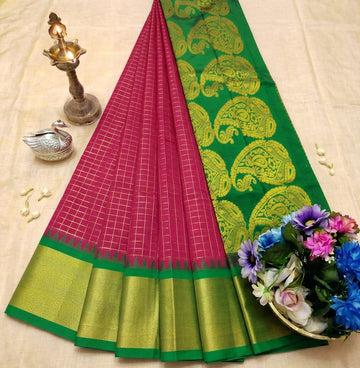 Korvai Checked Sarees (Silk Cotton)