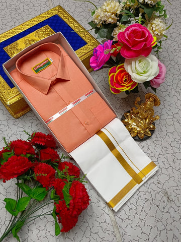 Cotton Dhoti Set (light Orange)