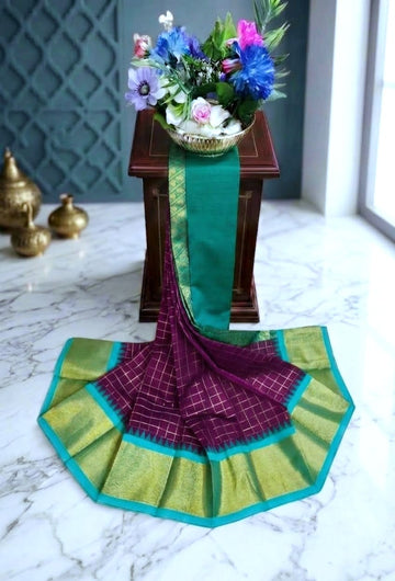 Korvai Checked Sarees (Silk Cotton)