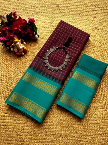 Korvai Checked Sarees (Silk Cotton)