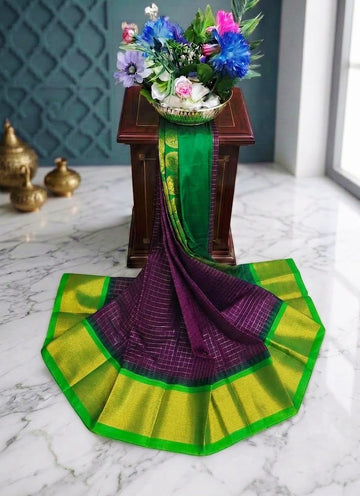 Korvai Checked Sarees (Silk Cotton)