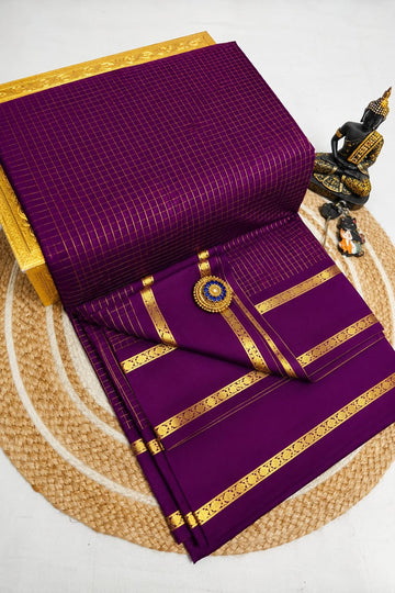 Arani Checked Cotton Premium (Gold Jari)
