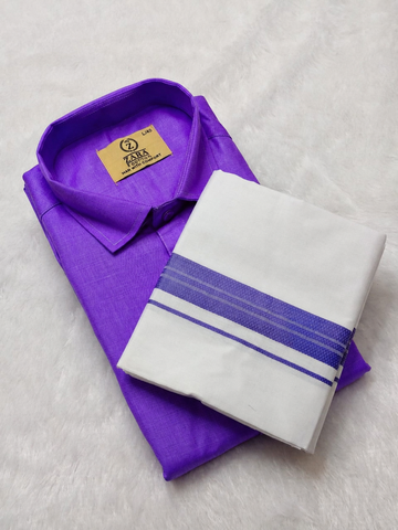Cotton Dhoti Set (Vibrant Violet)