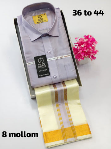 Men's Pattu Dhoti Set (3.6m)(Lavender)