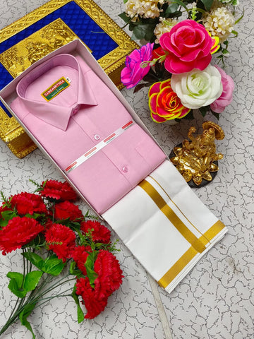 Cotton Dhoti Set (Light Pink)