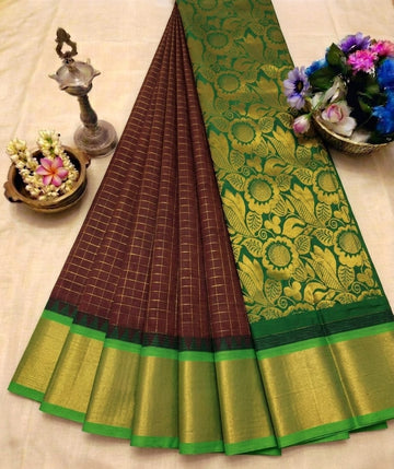 Korvai Checked Sarees (Silk Cotton)